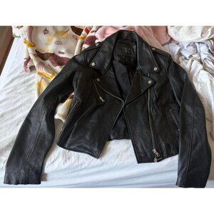 ZARA Black 100% Leather Jacket – Size L
